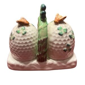 Vintage Shamrock & Beehive Salt and Pepper Shaker with Caddy Occupied Japan.